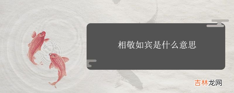 相敬如宾是什么意思