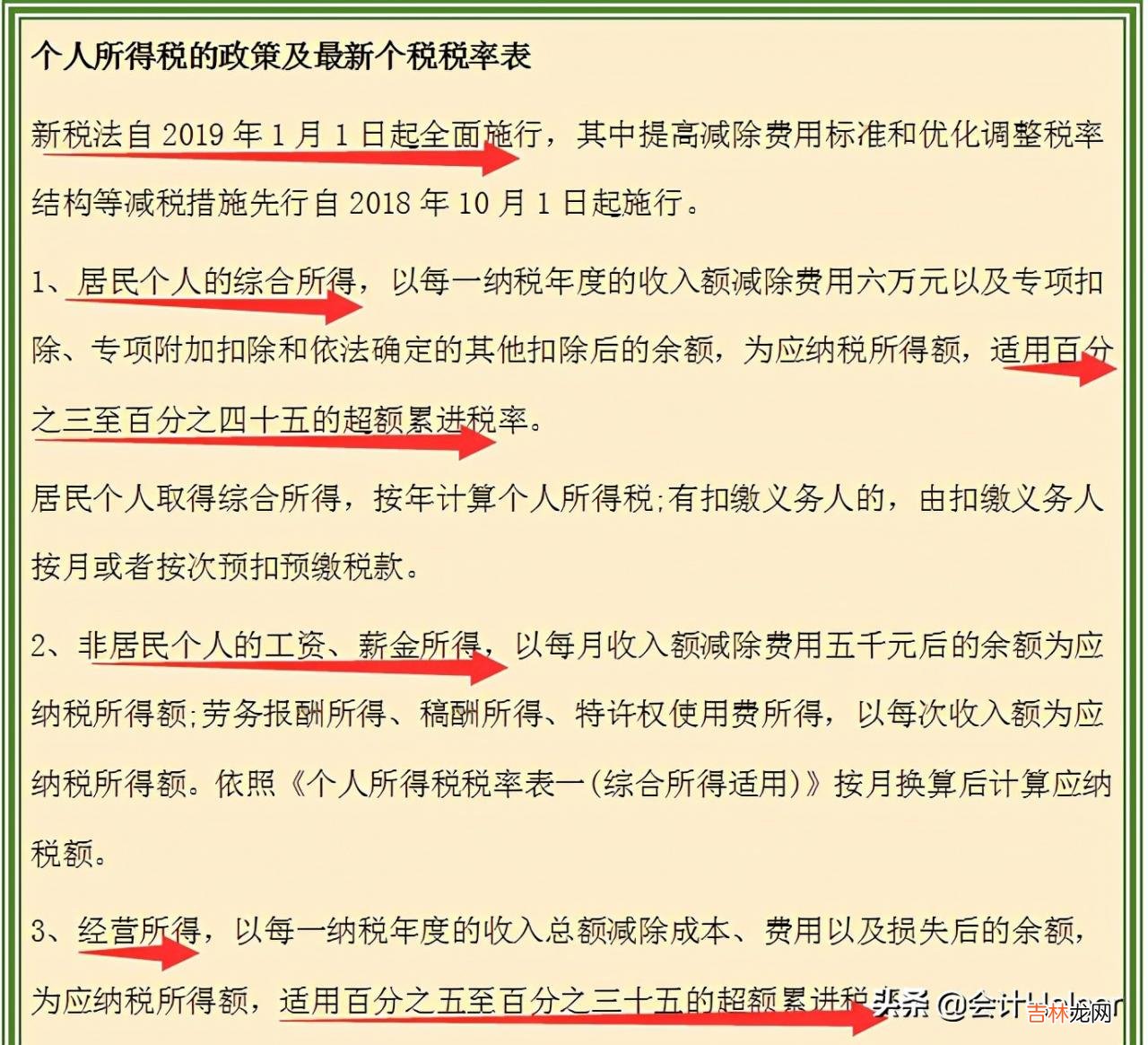 个调税速算表 个调税