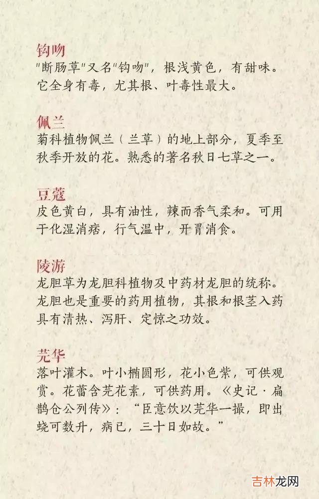 中药的名字丝毫不输诗经，楚辞