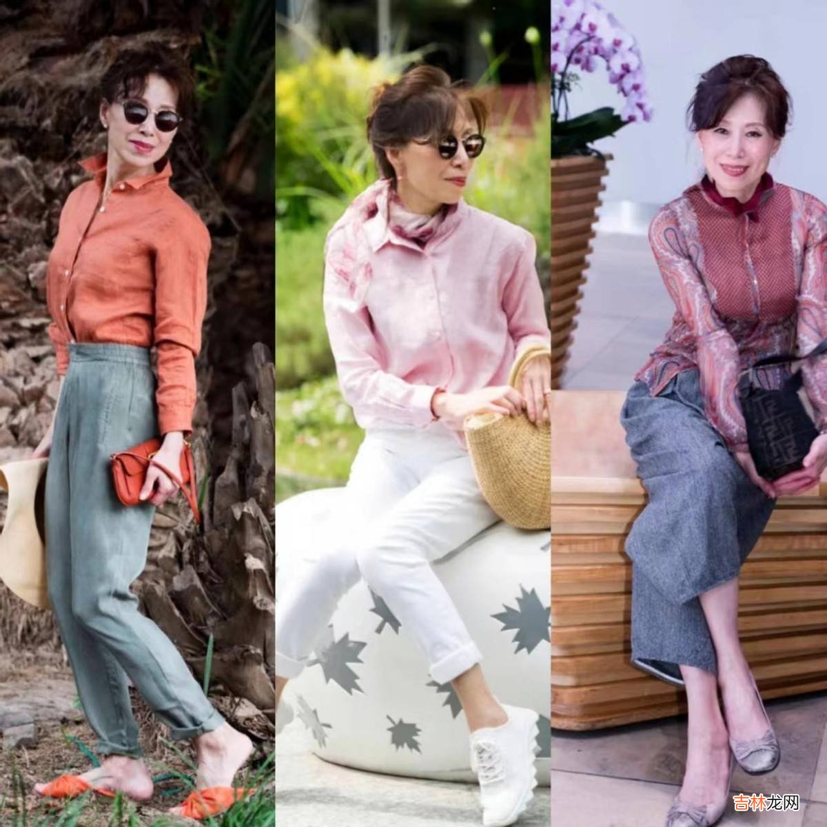 到了秋天,上了年纪的女人也要:裙不上膝、裤露足踝,到老都优雅