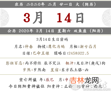 命运分析,2020年二月二十一是3月14号吗，日子正值受死吗？