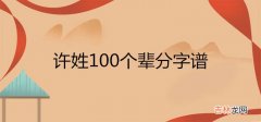 许姓100个辈分字谱排列顺序是什么