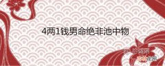 4两1钱男命绝非池中物是真的吗 一生总结详解