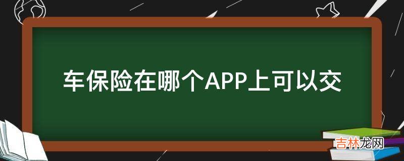 车保险在哪个APP上可以交?