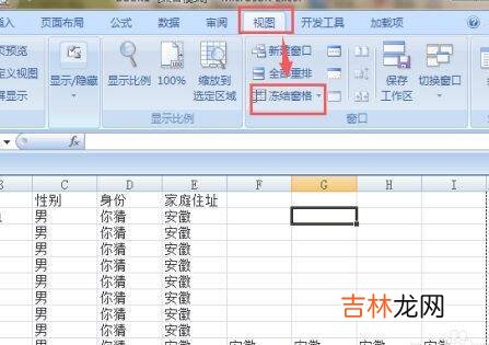 怎么冻结表格的某一行和某一列