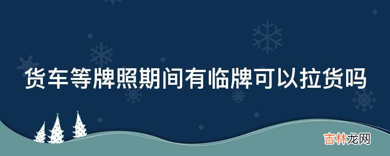 货车等牌照期间有临牌可以拉货吗?