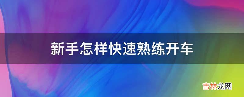 新手怎样快速熟练开车?