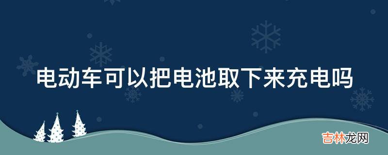 电动车可以把电池取下来充电吗?
