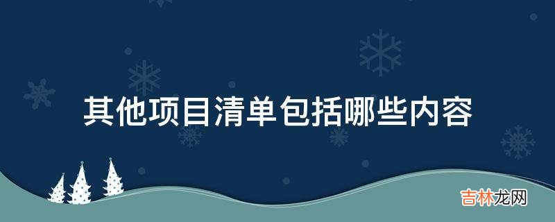 其他项目清单包括哪些内容