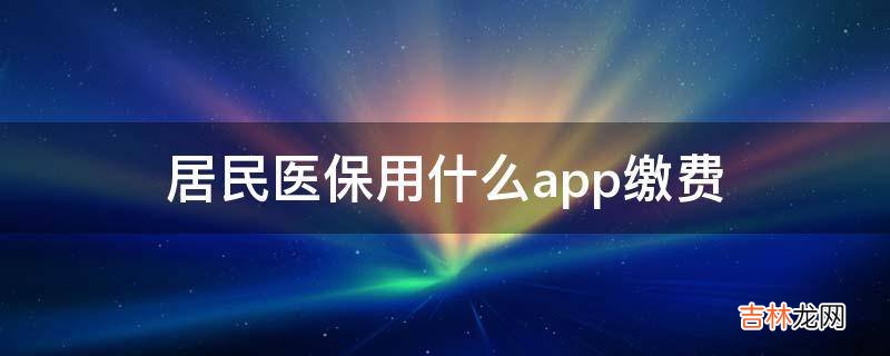 居民医保用什么app缴费