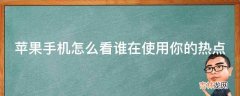 苹果手机怎么看谁在使用你的热点