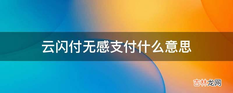 云闪付无感支付什么意思