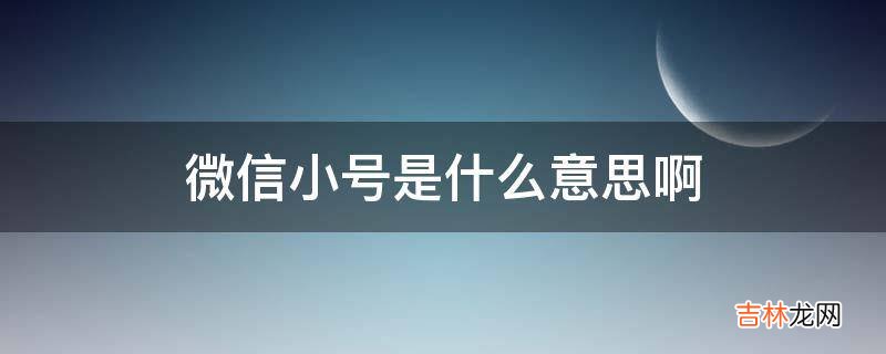 微信小号是什么意思啊