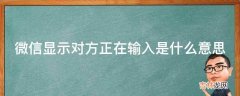 微信显示对方正在输入是什么意思