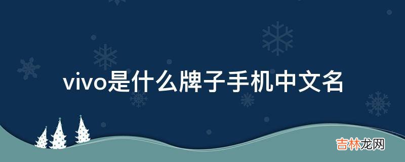 vivo是什么牌子手机中文名