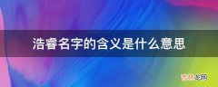 浩睿名字的含义是什么意思