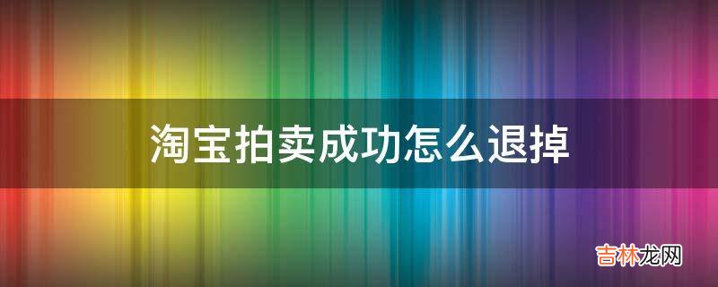 淘宝拍卖成功怎么退掉