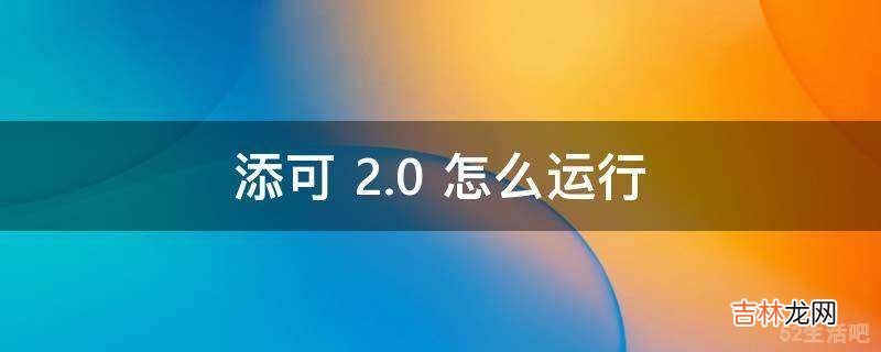 添可 2.0 怎么运行?