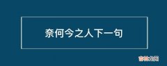 奈何今之人下一句