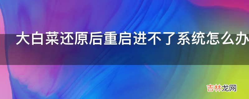 大白菜还原后重启进不了系统怎么办?