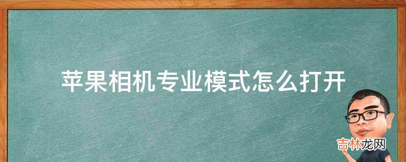 苹果相机专业模式怎么打开?