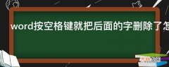 word按空格键就把后面的字删除了怎么办?