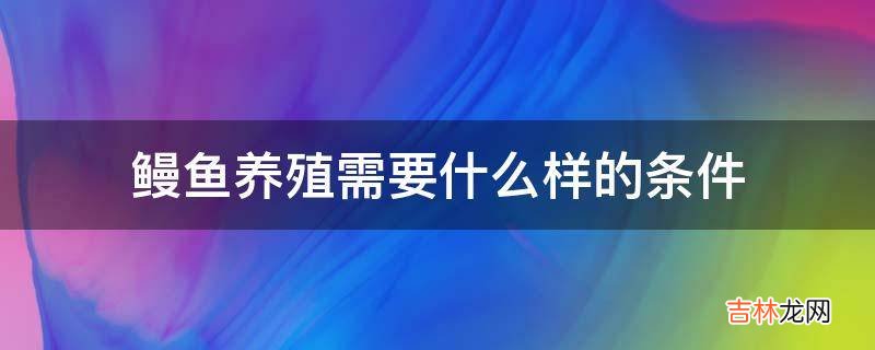 鳗鱼养殖需要什么样的条件?