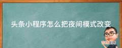 头条小程序怎么把夜间模式改变?