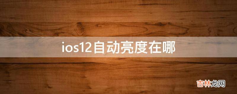 ios12自动亮度在哪?