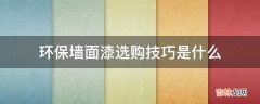 环保墙面漆选购技巧是什么?