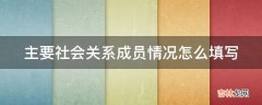 主要社会关系成员情况怎么填写