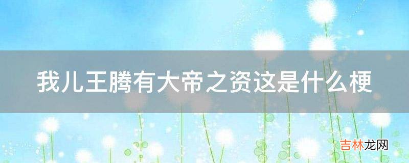 我儿王腾有大帝之资这是什么梗