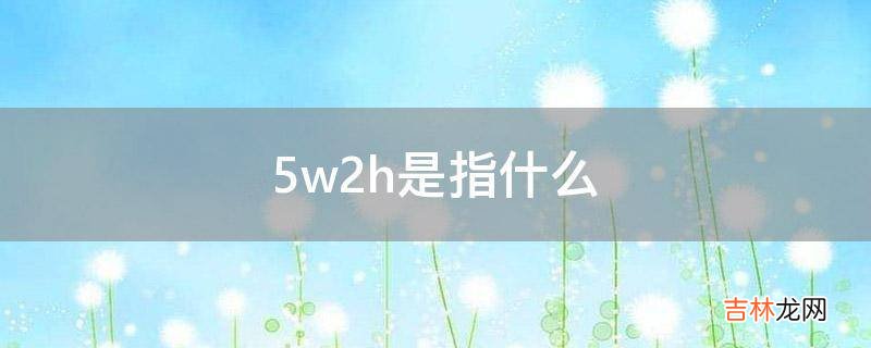 5w2h是指什么