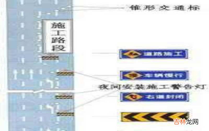 同向车道中有两条车道以上路面施工图示是什么样的