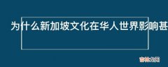 为什么新加坡文化在华人世界影响甚少