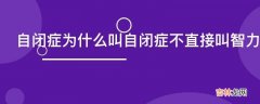 自闭症为什么叫自闭症不直接叫智力低下之类的