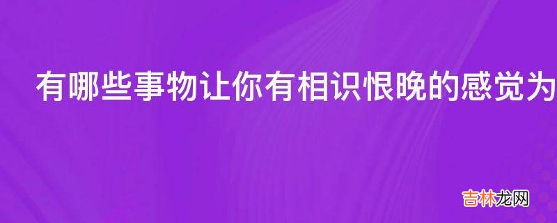 有哪些事物让你有相识恨晚的感觉为什么