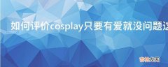 如何评价cosplay只要有爱就没问题这种言论