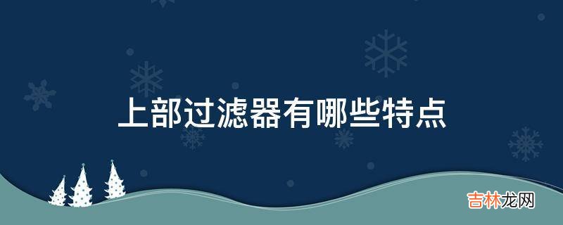 上部过滤器有哪些特点?