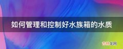 如何管理和控制好水族箱的水质?