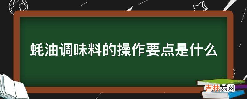 蚝油调味料的操作要点是什么?