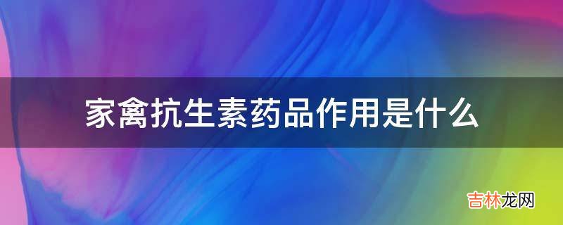 家禽抗生素药品作用是什么?