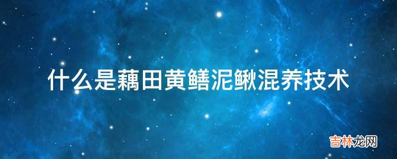 什么是藕田黄鳝泥鳅混养技术?