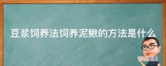 豆浆饲养法饲养泥鳅的方法是什么?