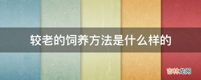 较老的饲养方法是什么样的?