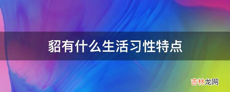 貂有什么生活习性特点?