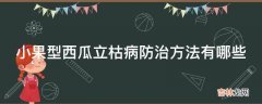 小果型西瓜立枯病防治方法有哪些?