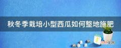 秋冬季栽培小型西瓜如何整地施肥?