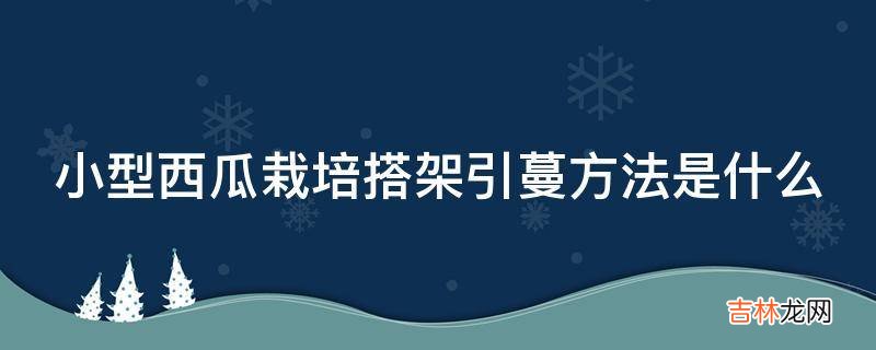 小型西瓜栽培搭架引蔓方法是什么?