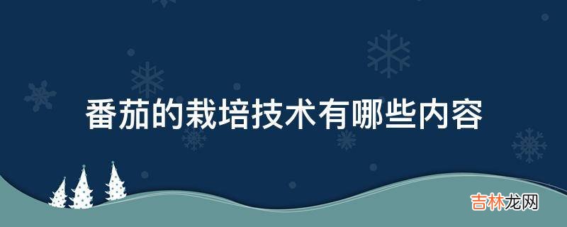 番茄的栽培技术有哪些内容?